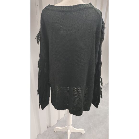 L Love Sweater Fringed Pullover Oversized High Low Large - Picture 3 of 6
